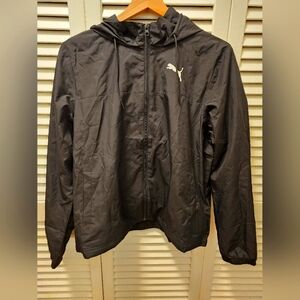 Puma Black Zip Front Hooded Jacket - Large